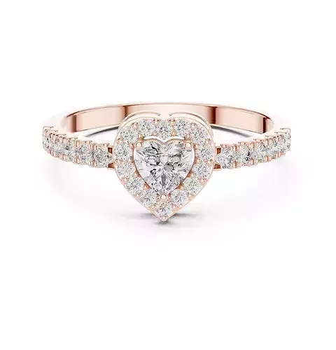 Heart Halo Solitaire Diamond Ring 3dm stl renders animation 