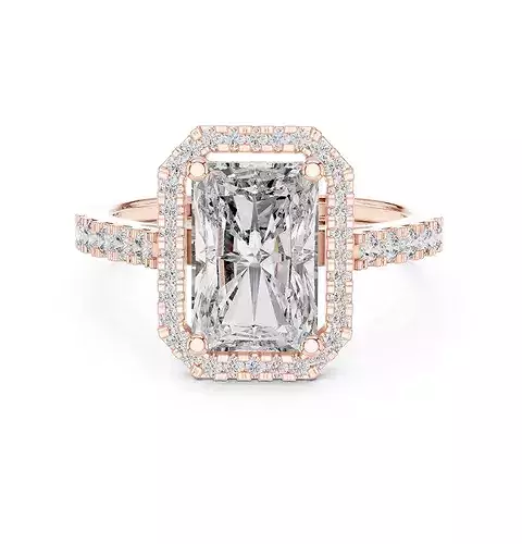 Radiant Halo Solitaire Diamond Ring 3dm stl renders animation 