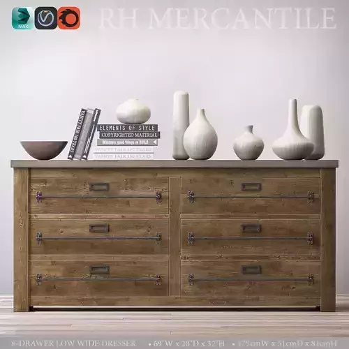 MERCANTILE 6-DRAWER LOW WIDE DRESSER