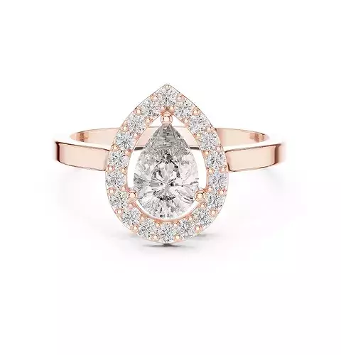 Pear Halo Solitaire Diamond Ring 3dm stl renders animation 
