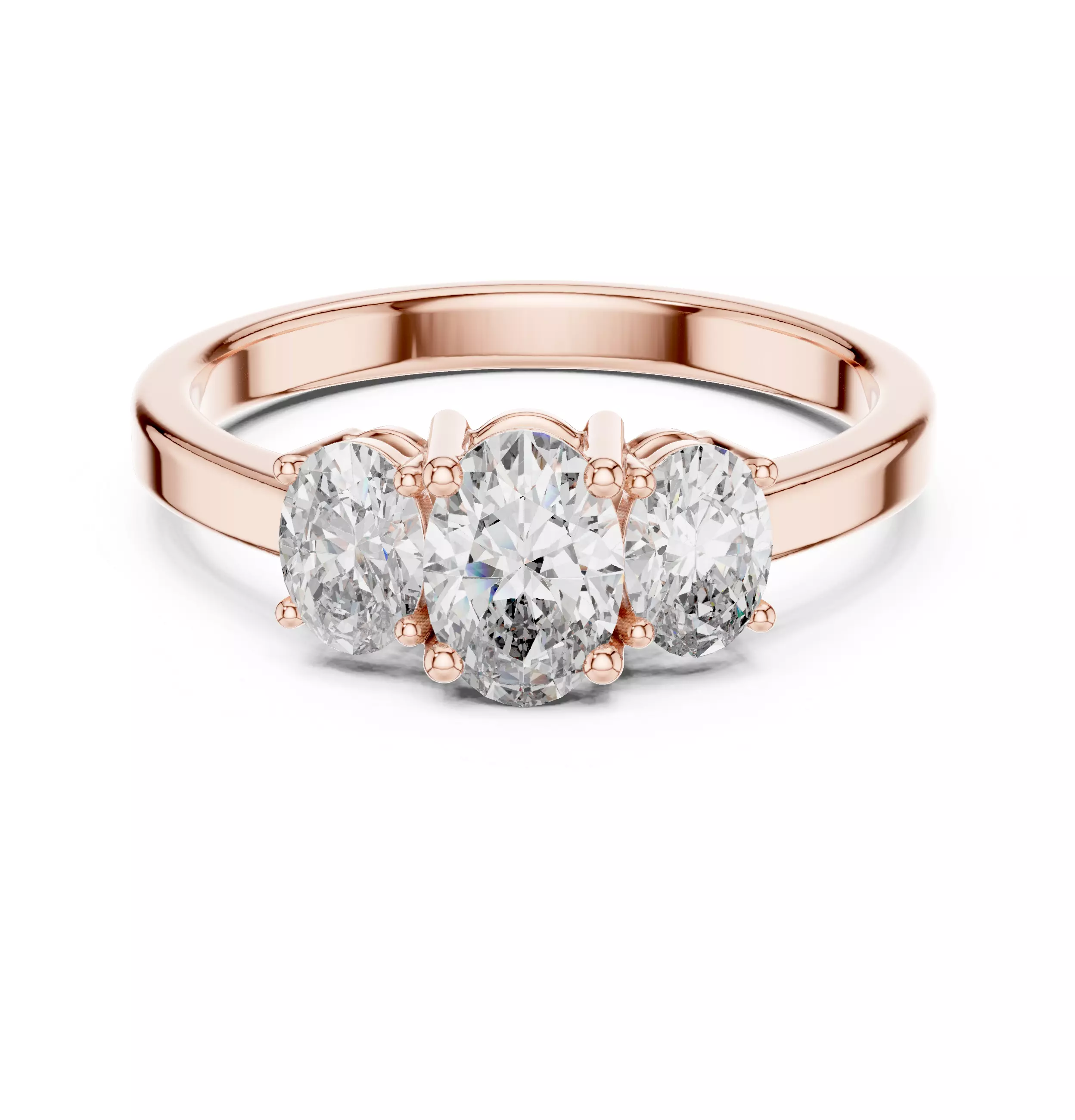 Oval Trio Solitaire Diamond Ring 3dm stl renders animation 3D print model