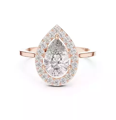 Pear Halo Solitaire Diamond Ring 3dm stl renders animation 
