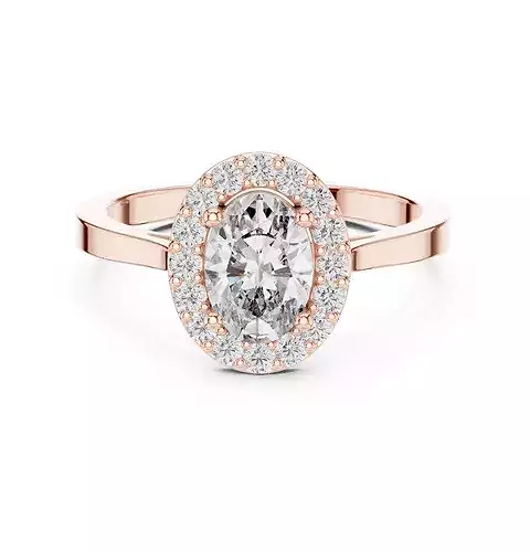 Oval Halo Solitaire Diamond Ring 3dm stl renders animation 