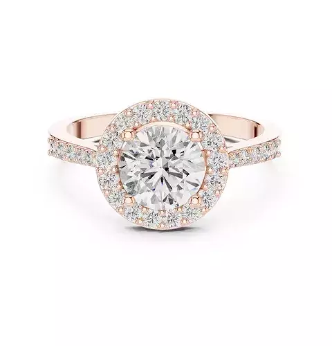 Round Halo Solitaire Diamond Ring 3dm stl renders animation 