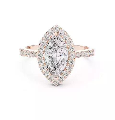 Marquise Halo Solitaire Diamond Ring 3dm stl renders animation 