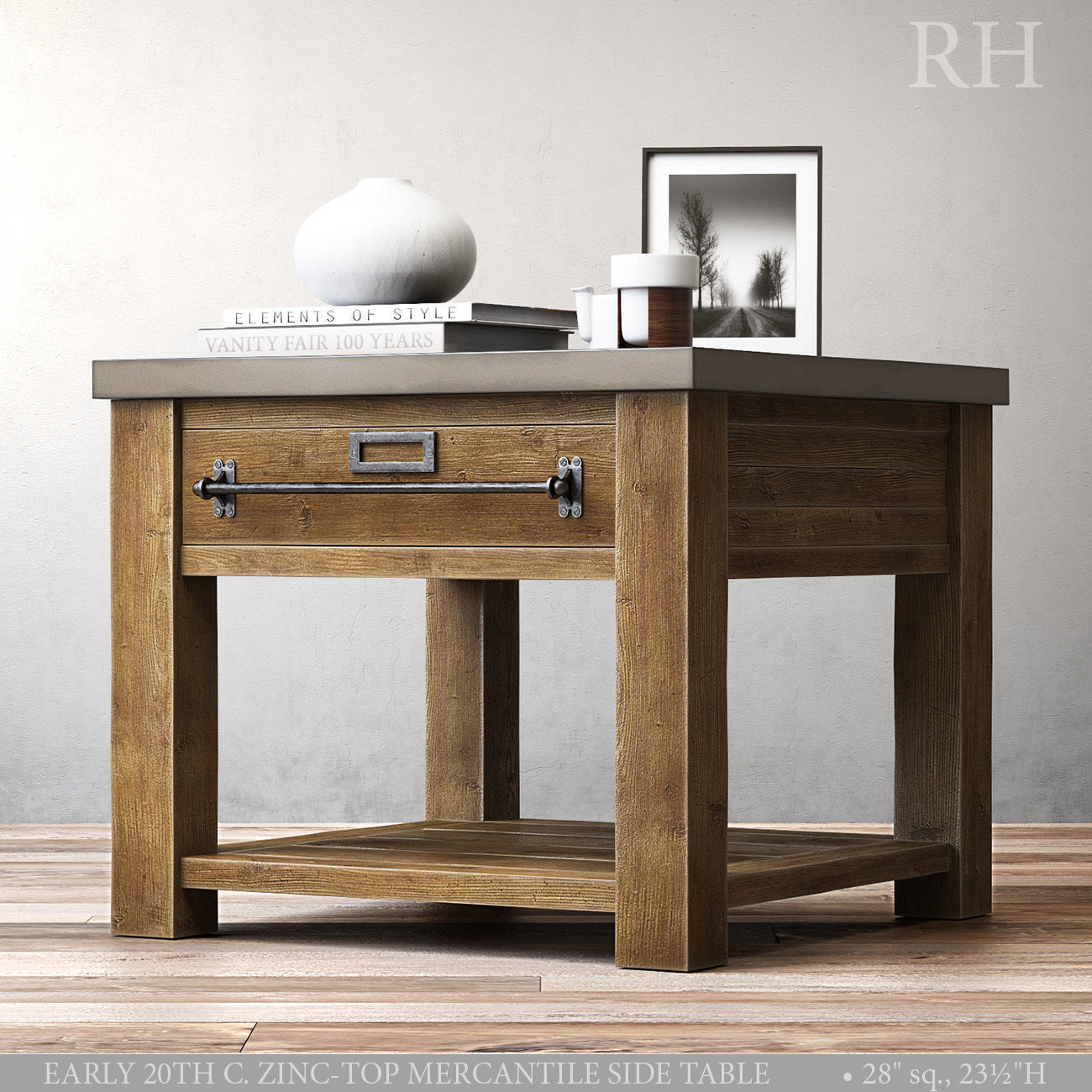 ZINC-TOP MERCANTILE SIDE TABLE 3D model_1