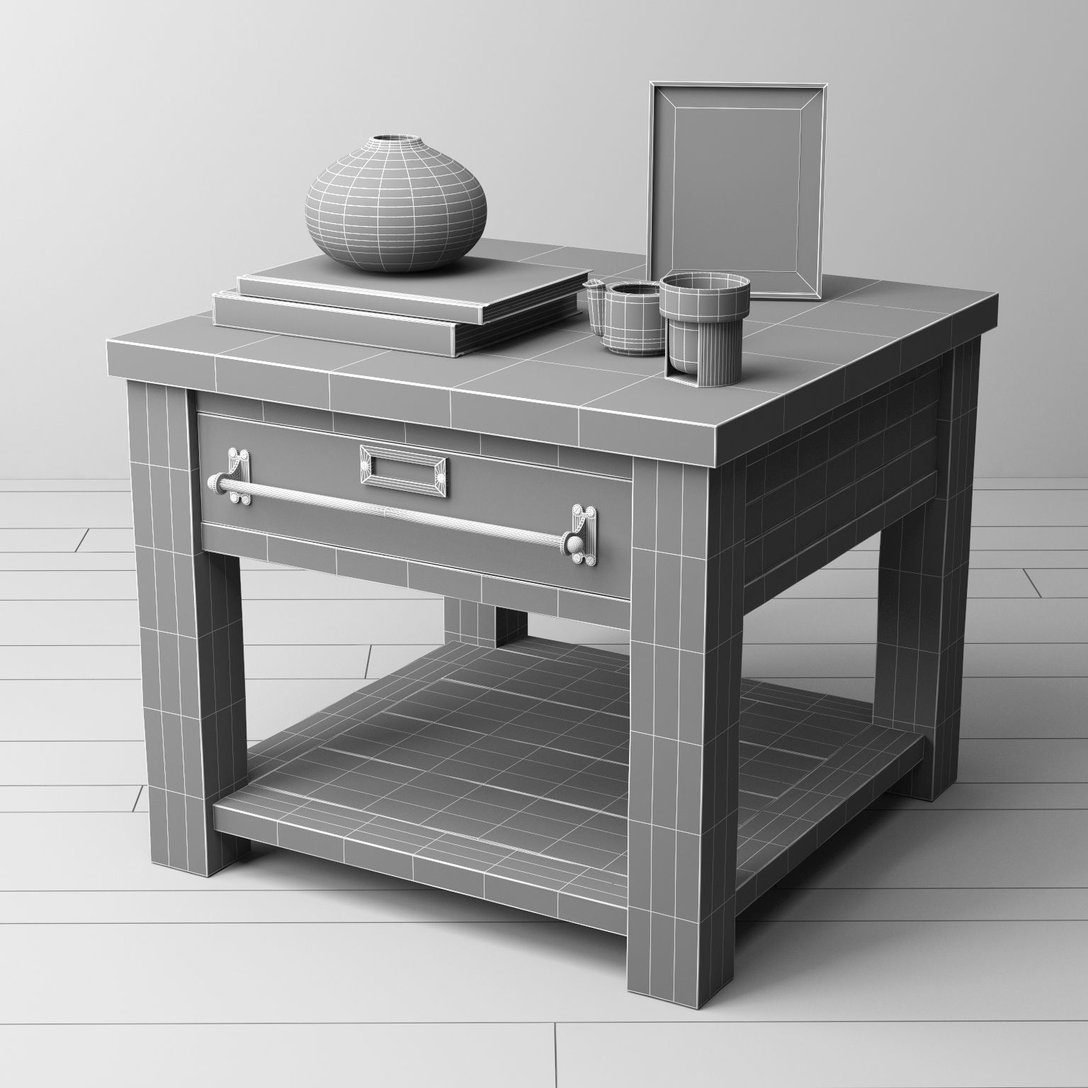 ZINC-TOP MERCANTILE SIDE TABLE 3D model_5