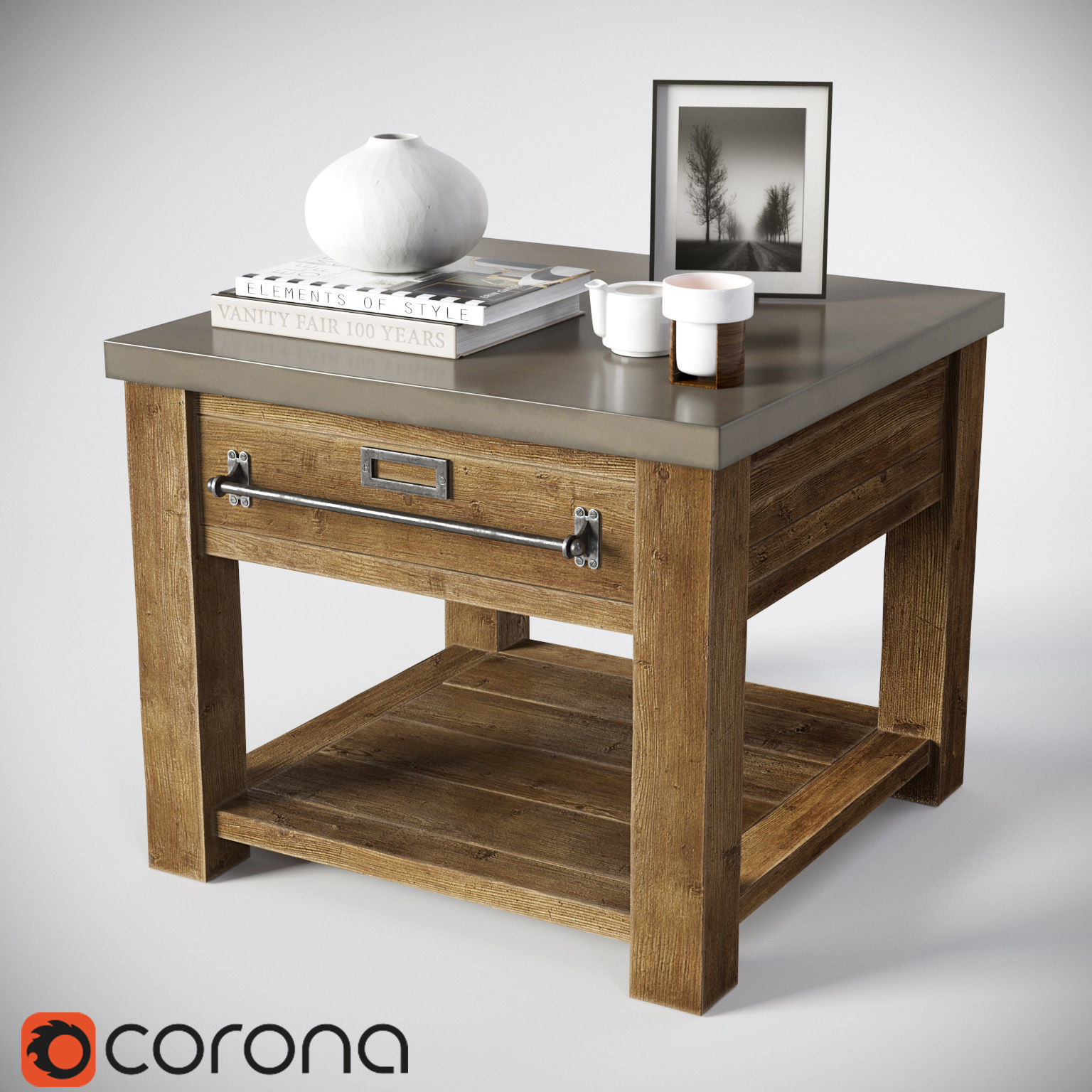 ZINC-TOP MERCANTILE SIDE TABLE 3D model_3