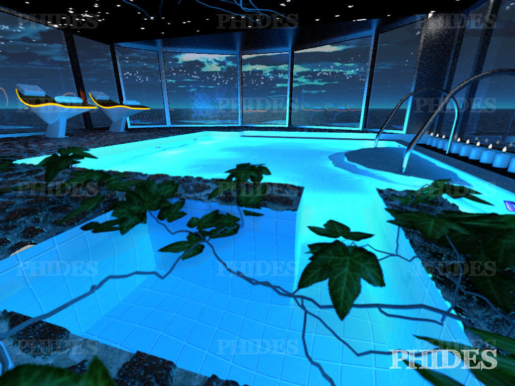 Swimming pool 3 night 3D model_1