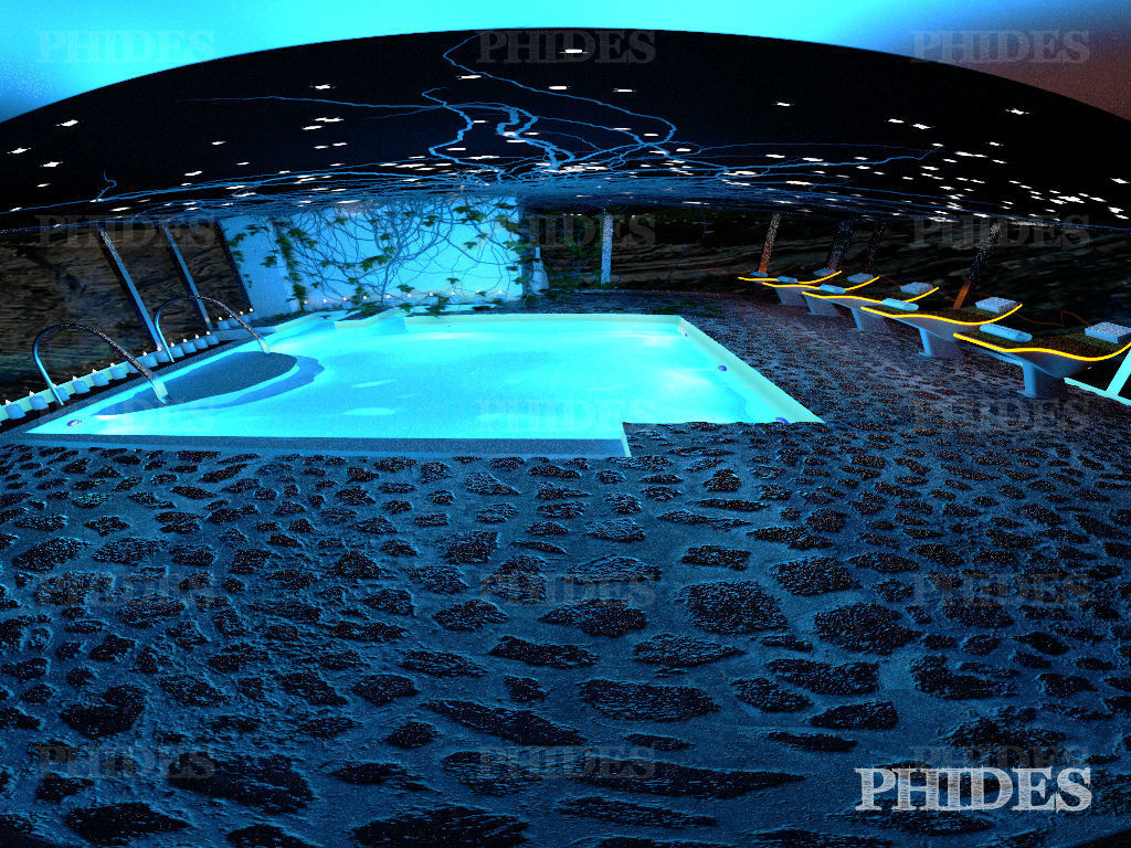 Swimming pool 3 night 3D model_2