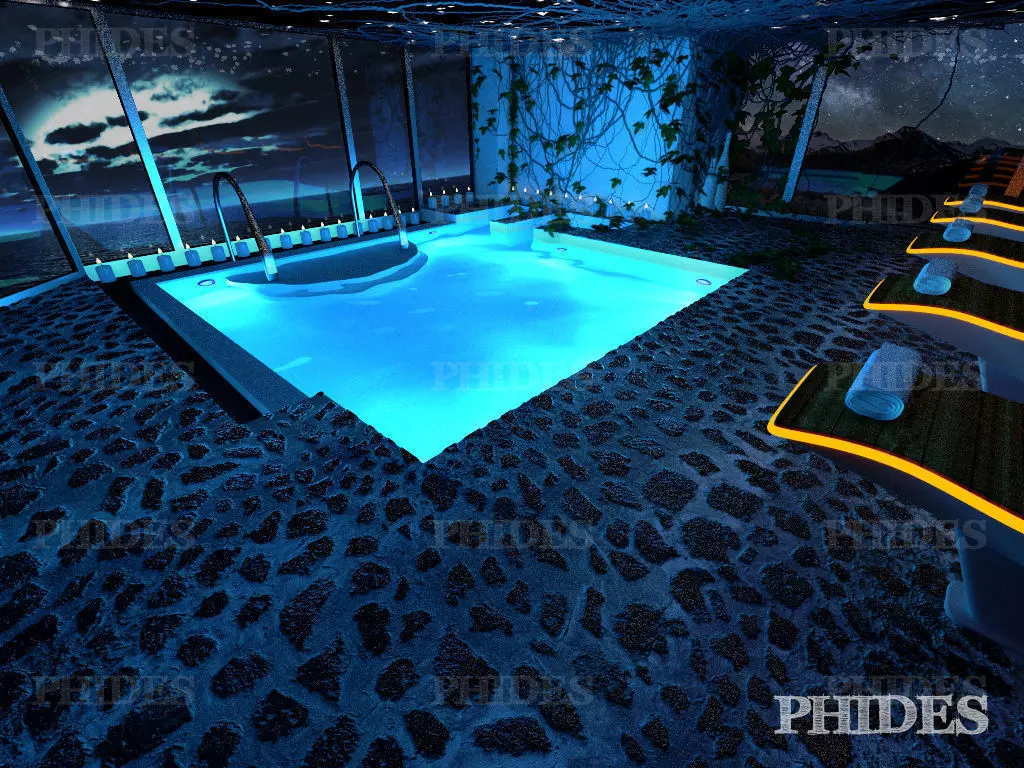 Swimming pool 3 night 3D model_0