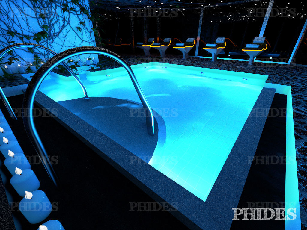 Swimming pool 3 night 3D model_4