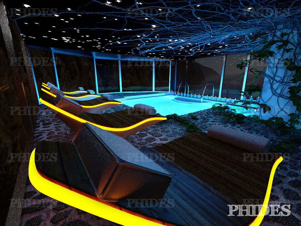 Swimming pool 3 night 3D model_3