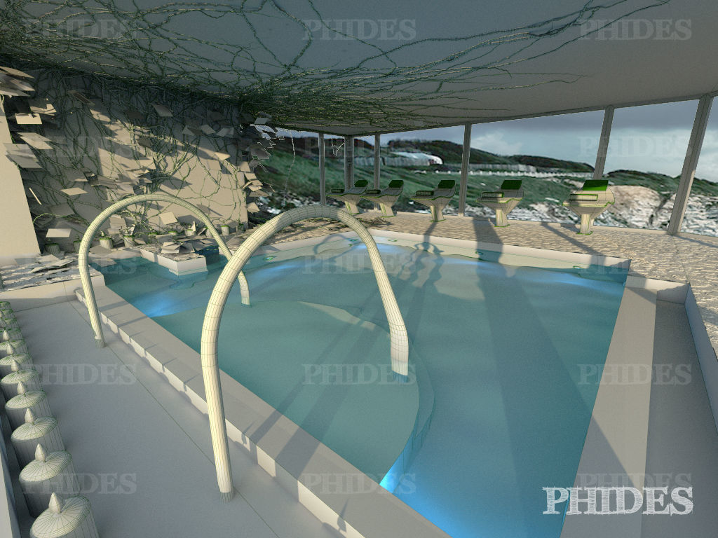 Swimming pool 3 night 3D model_8