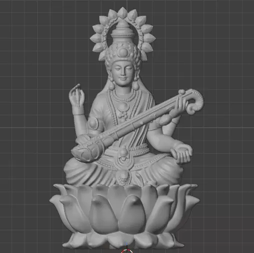 Saraswati Hindu Goddess 3D Print Model STL High Detail 3D print model