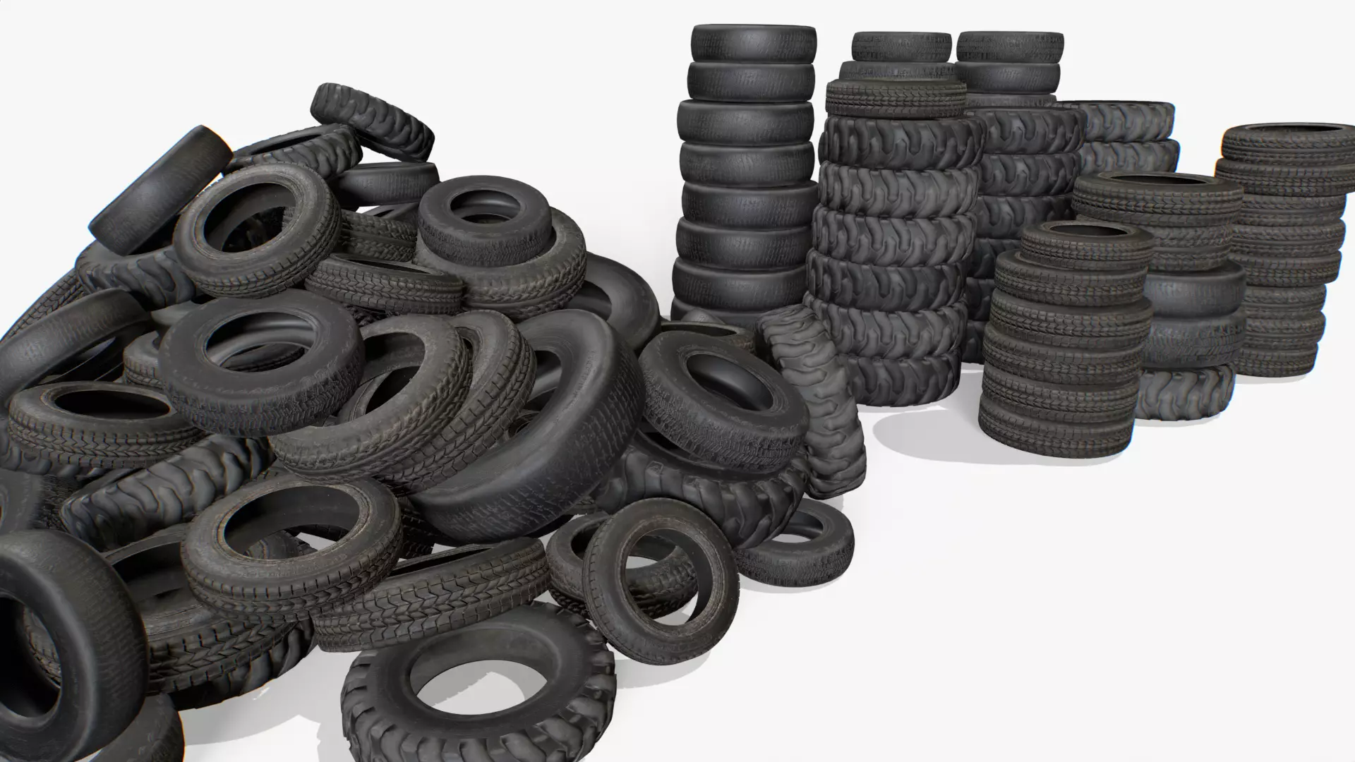 Tire Pile Junk Low-poly 3D model
