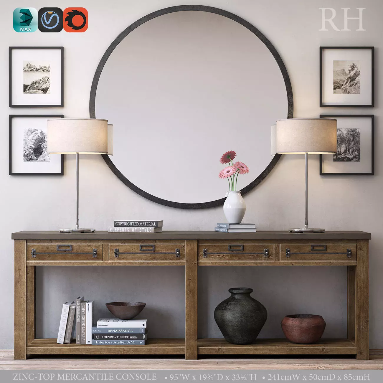 ZINC-TOP MERCANTILE CONSOLE 3D model_0