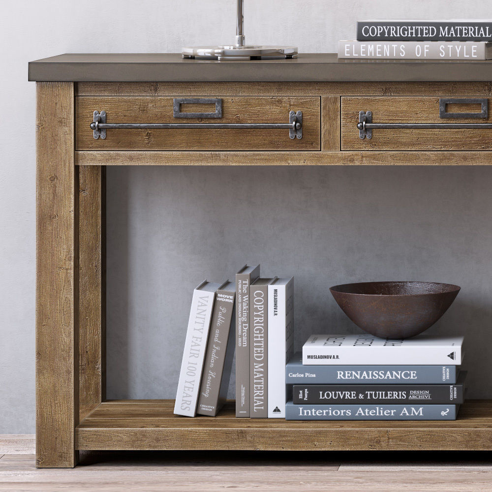 ZINC-TOP MERCANTILE CONSOLE 3D model_2