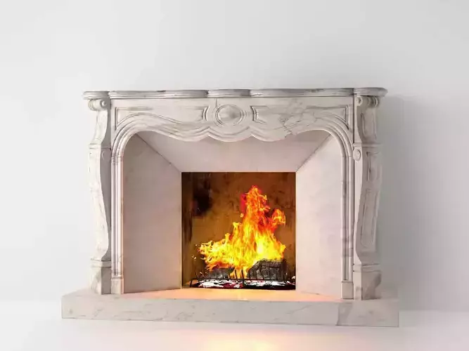 Classic Marble Fireplace 02 3D model