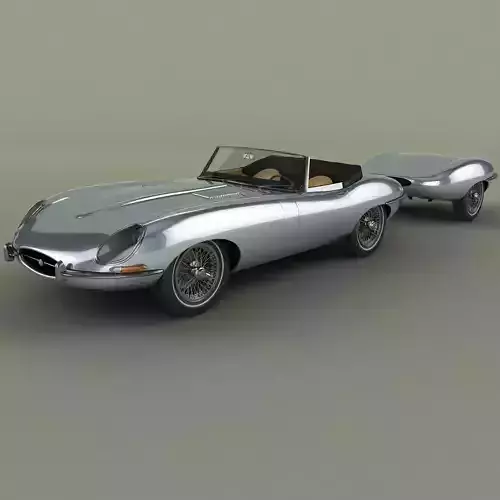 Jaguar E-Type Roadster with trailer 3D model
