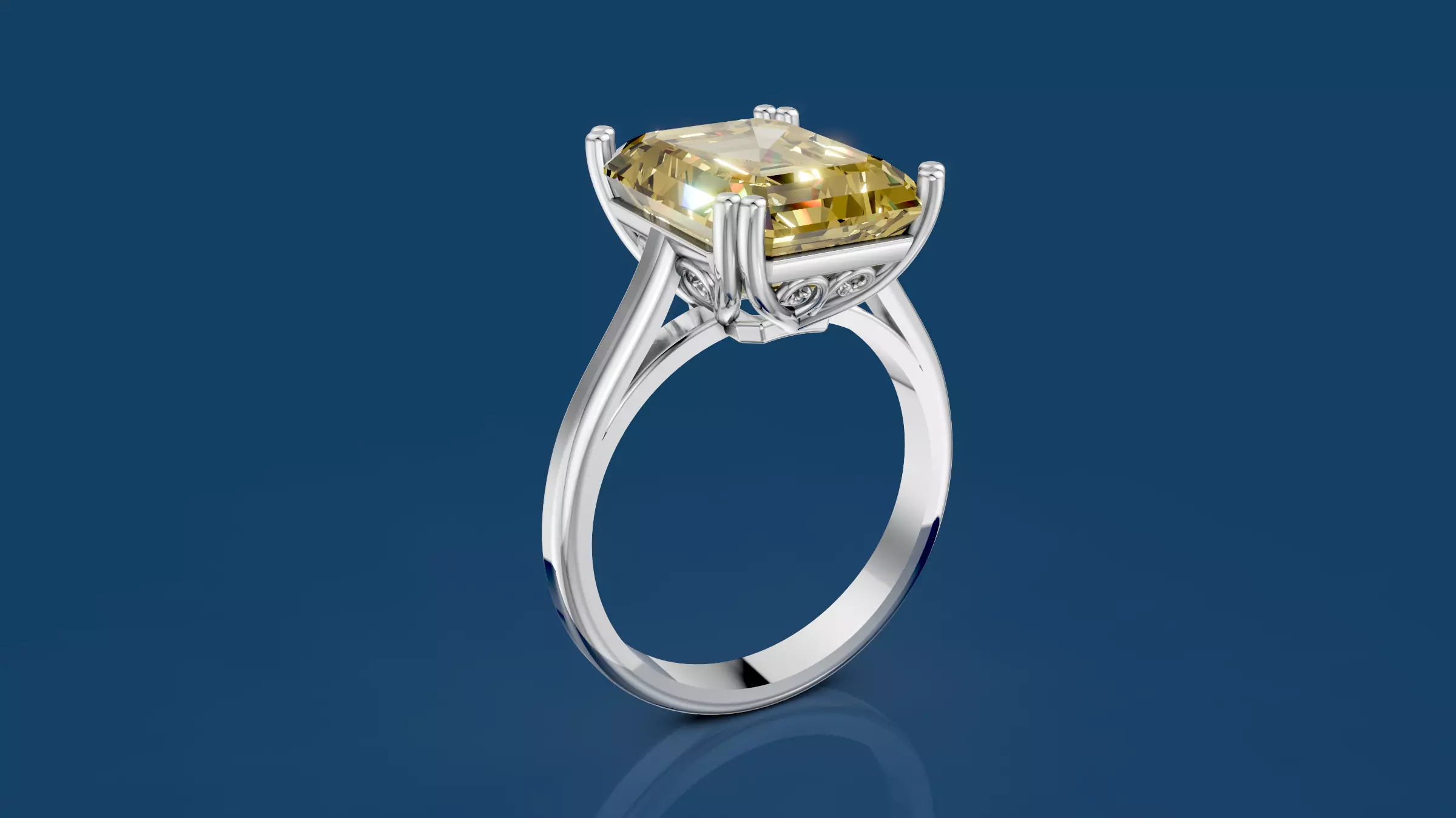 Radiant Cut Solitaire Ring 3D print model