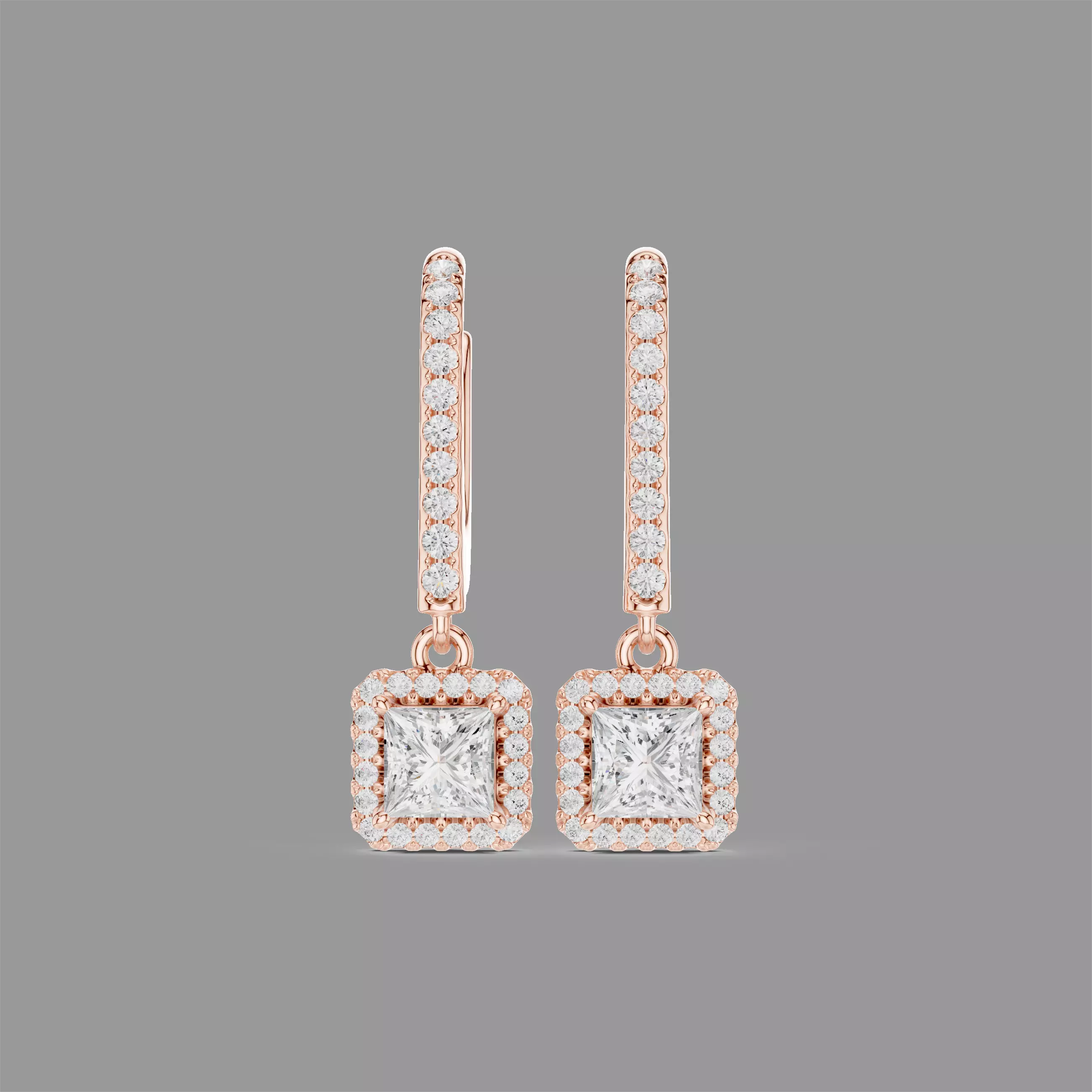 Diamond Hoops Earrings 3D print model