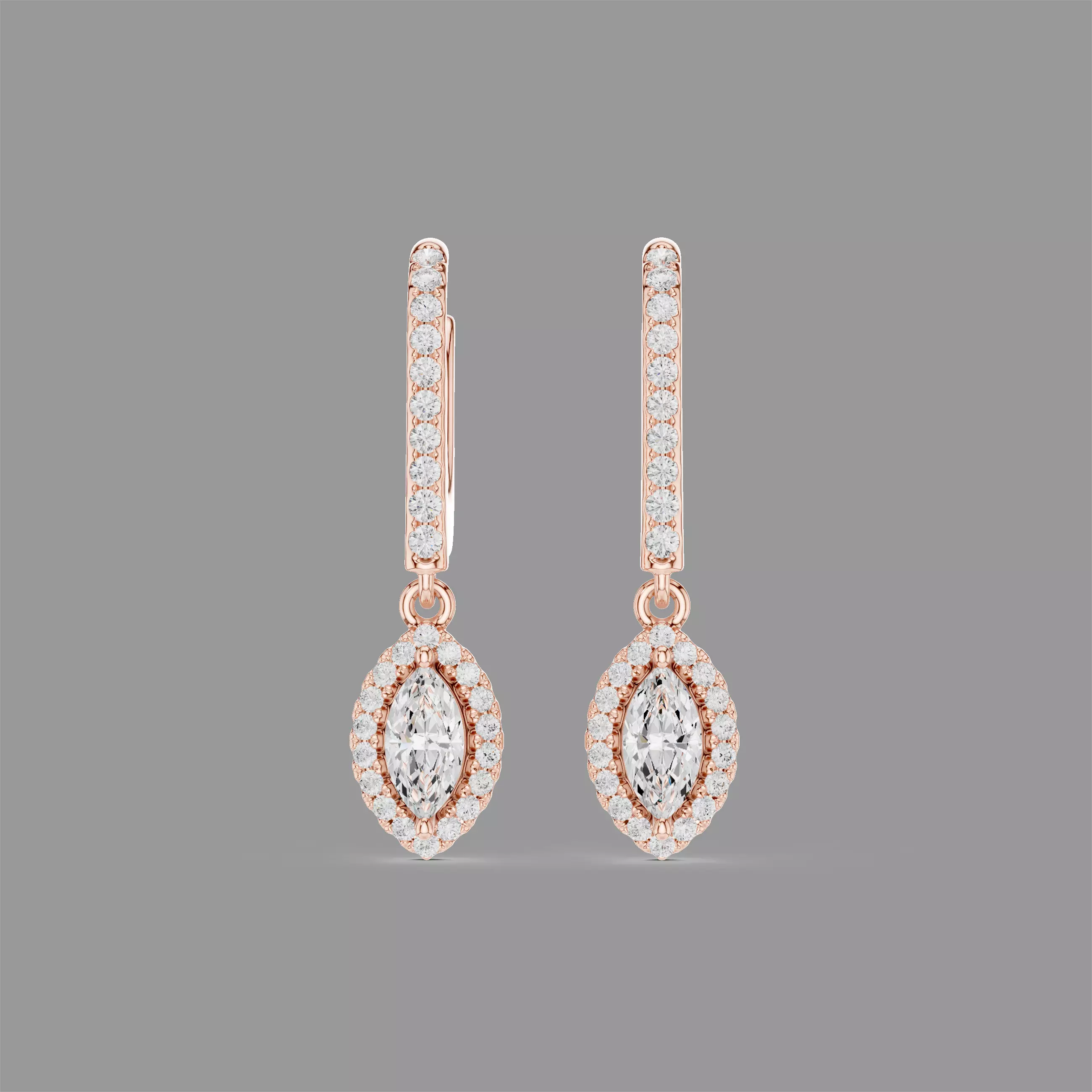 Diamond Hoops Earrings 3D print model