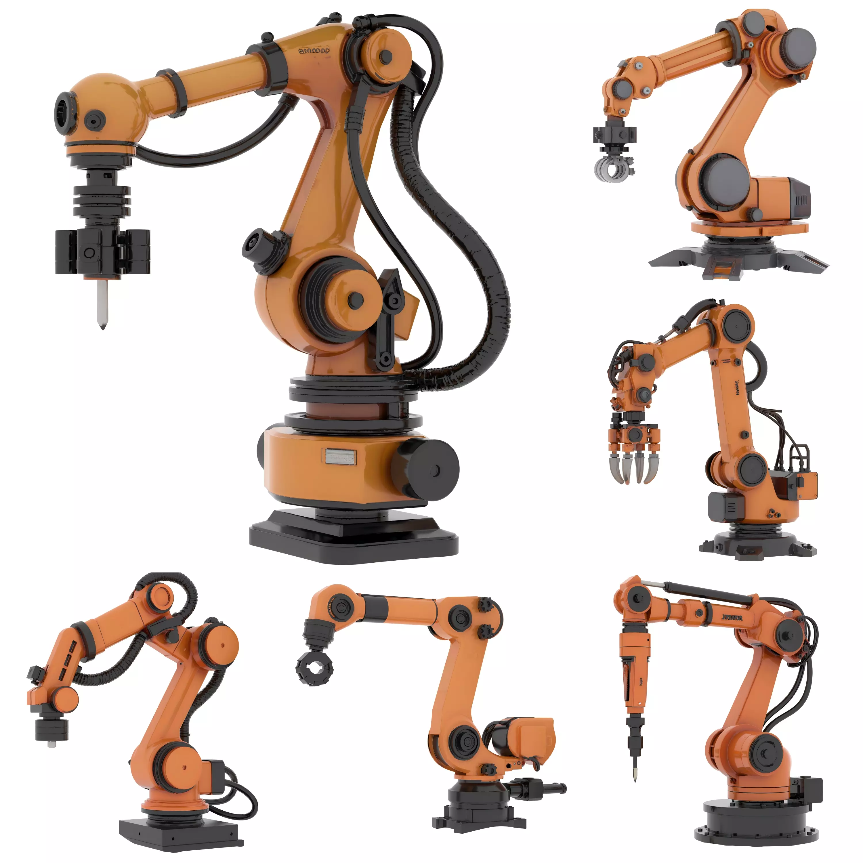 6 types of robotic arms 3D model