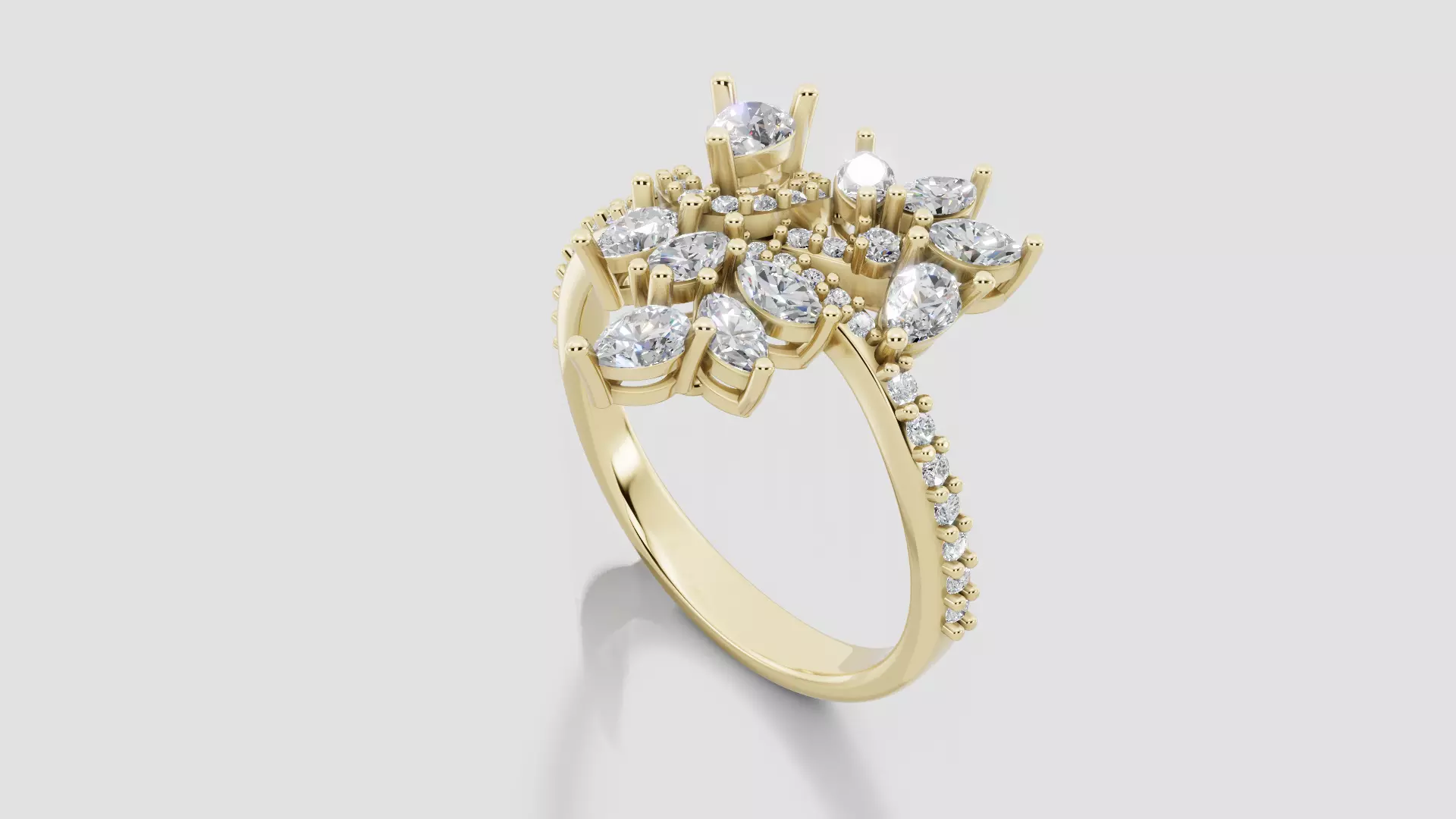 Marquise and Pear Cluster Ring 3D print model