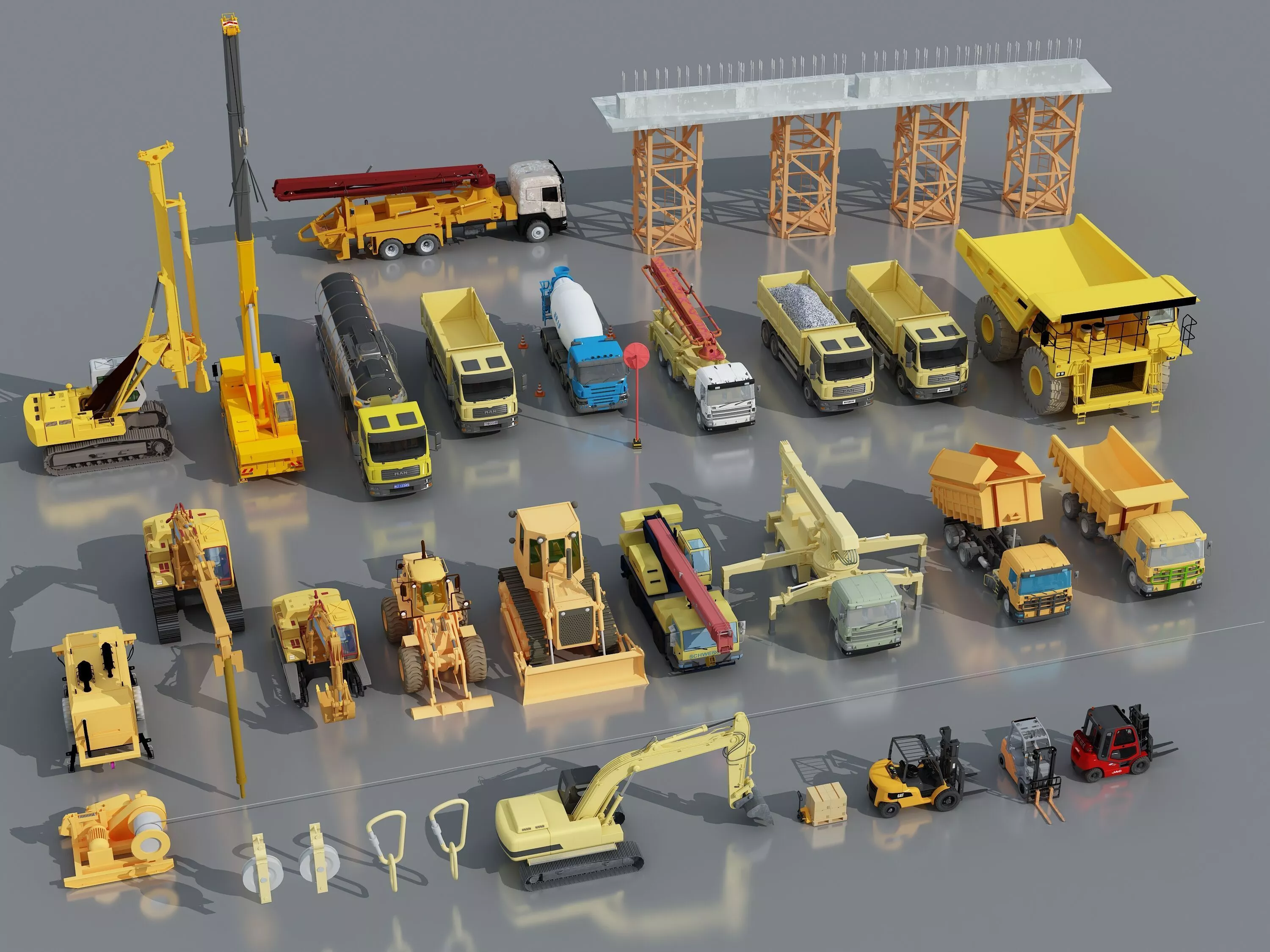 Large construction vehicles-agricultural machinery 3D model