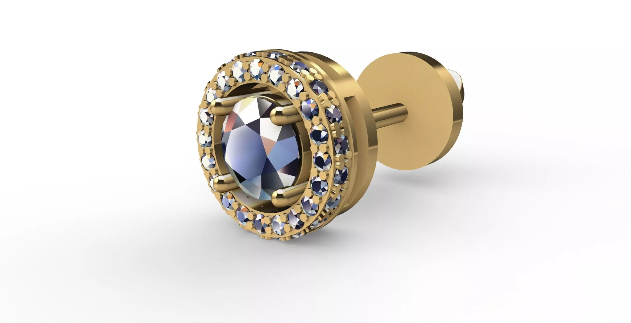 Convertible Diamond Halo Stud Earring Transformer 3D print model