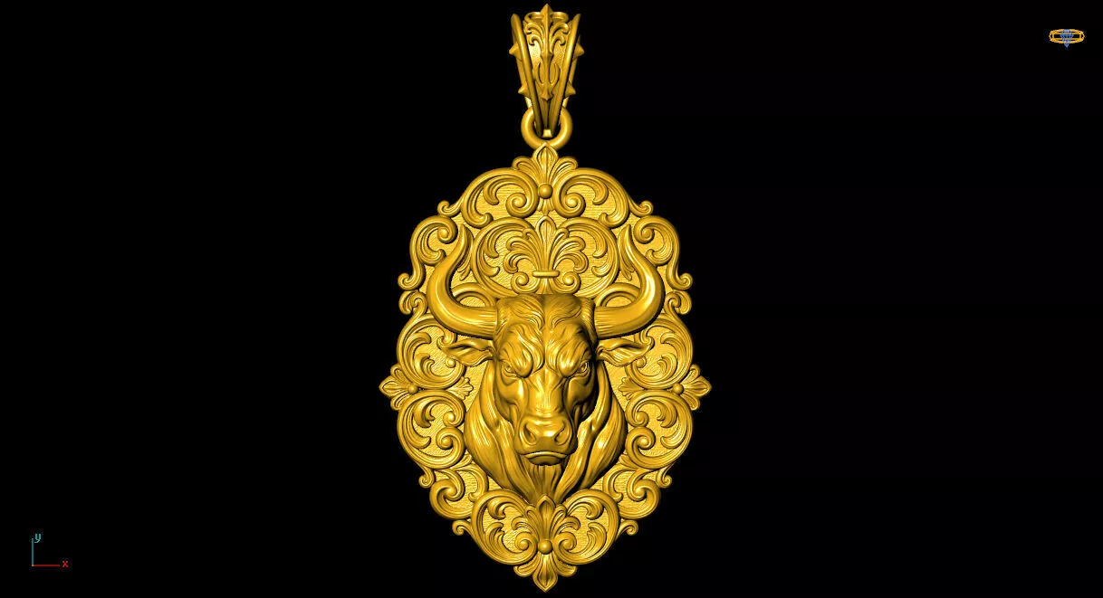 bull strength - one inch pendant 3D print model