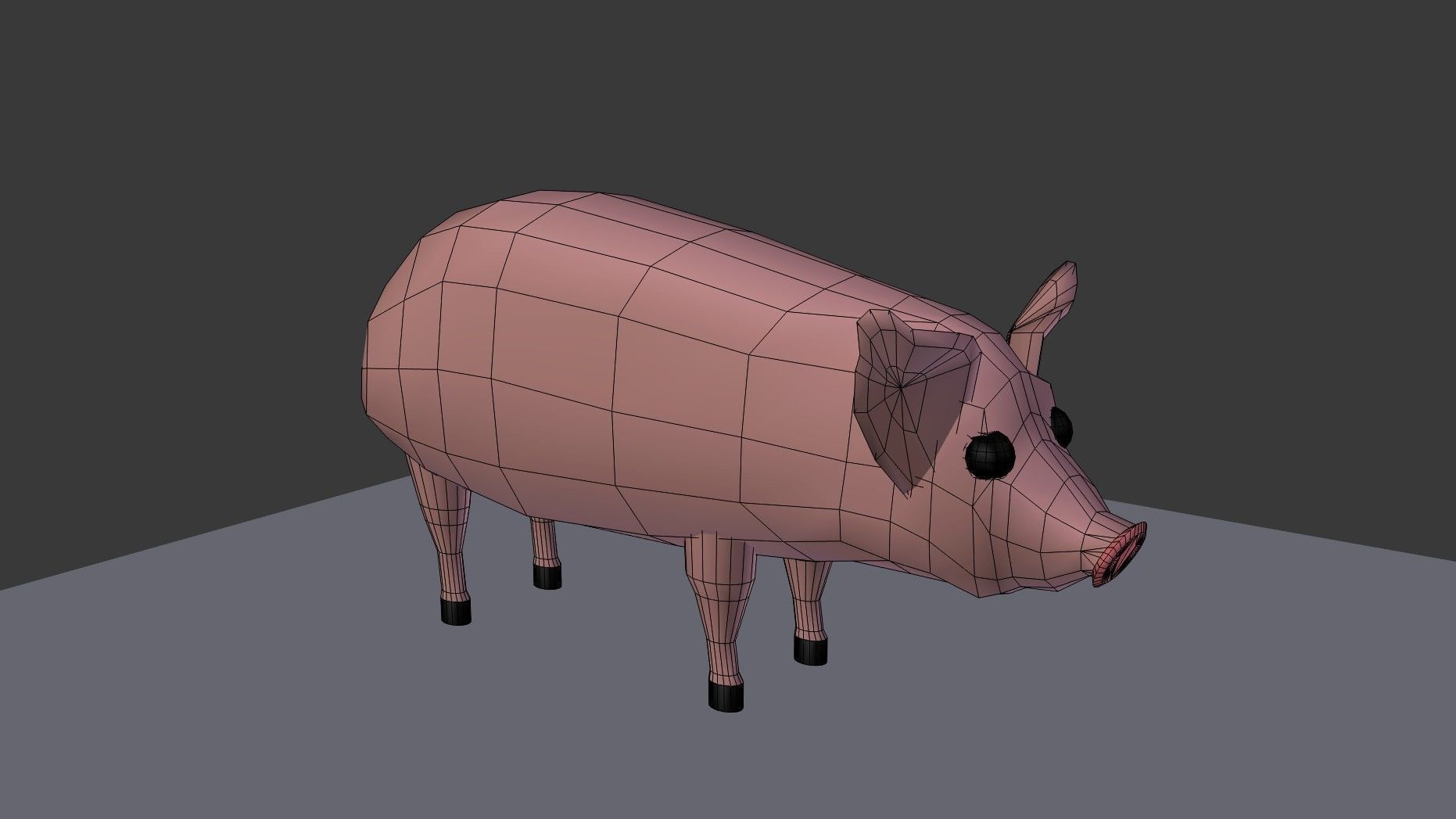 pig cartoon 3D model_4