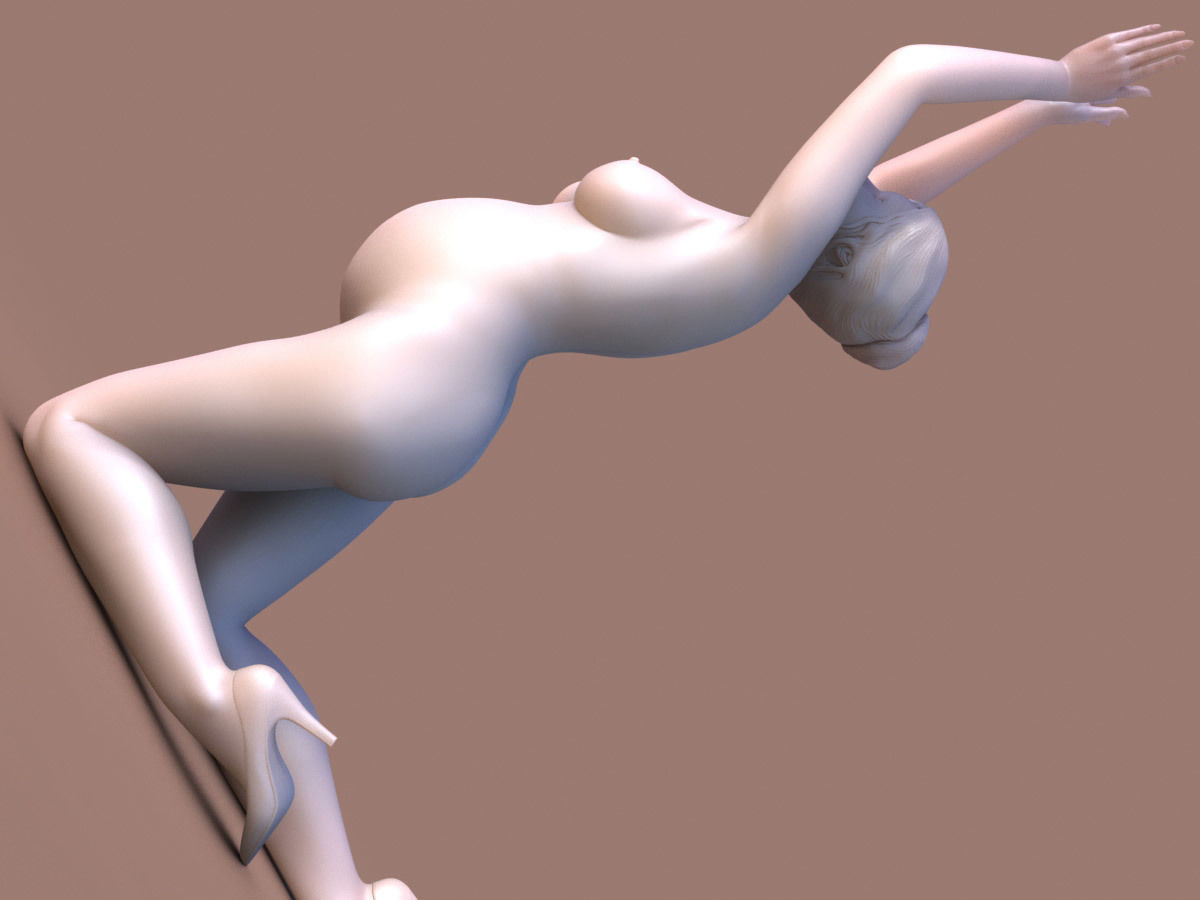 Woman pregnant on Knees 3D print model_4