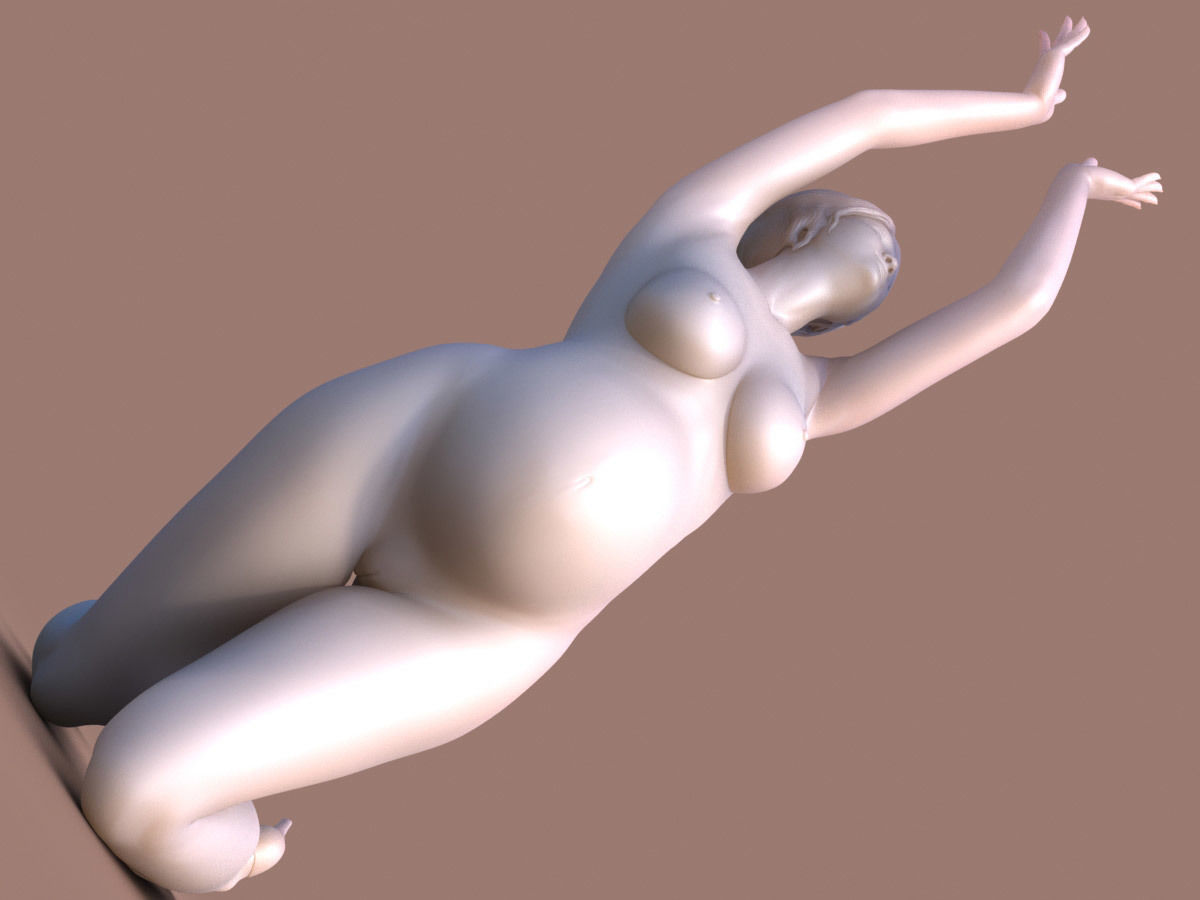Woman pregnant on Knees 3D print model_1