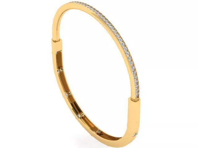 Luxury Thin Hinged Diamond Bangle Bracelet Pave 3D print model
