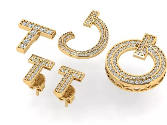 Luxury Pave Diamond Letter and Symbol Collection T C 3D print model
