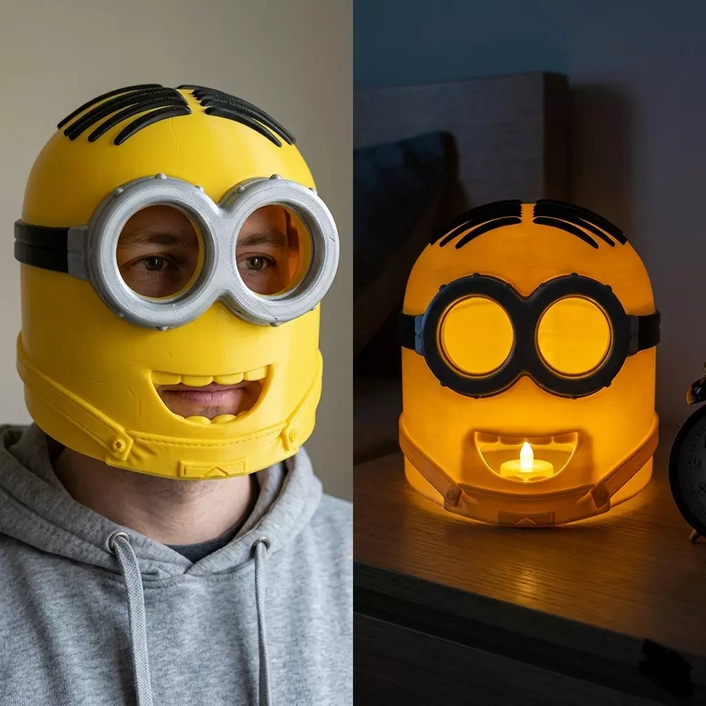 Minion Mask-Night Light STL- Wearable Helmet for Kids-Adults 3D print model