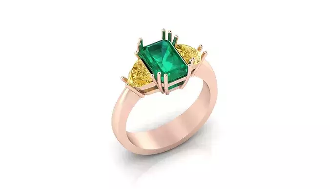 emerald and Shield cut high jewelry ring 