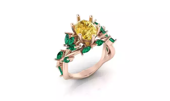 oval and marquise emerald halo high jewelry ring 