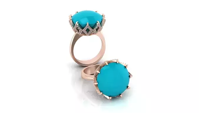 round turquoise high jewelry ring 