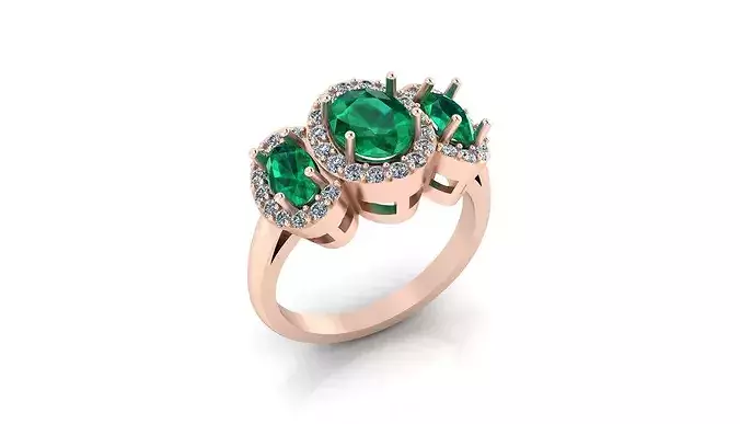 oval emerald halo high jewelry ring 