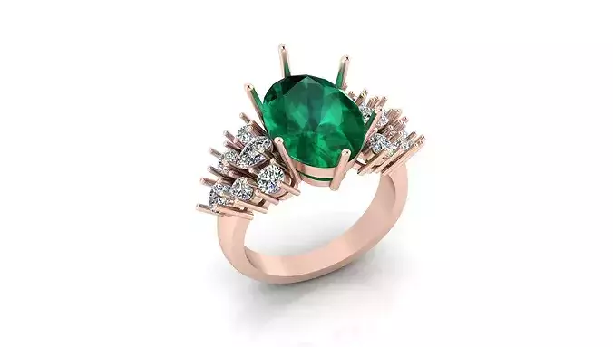 oval emerald and pear high jewelry ring 