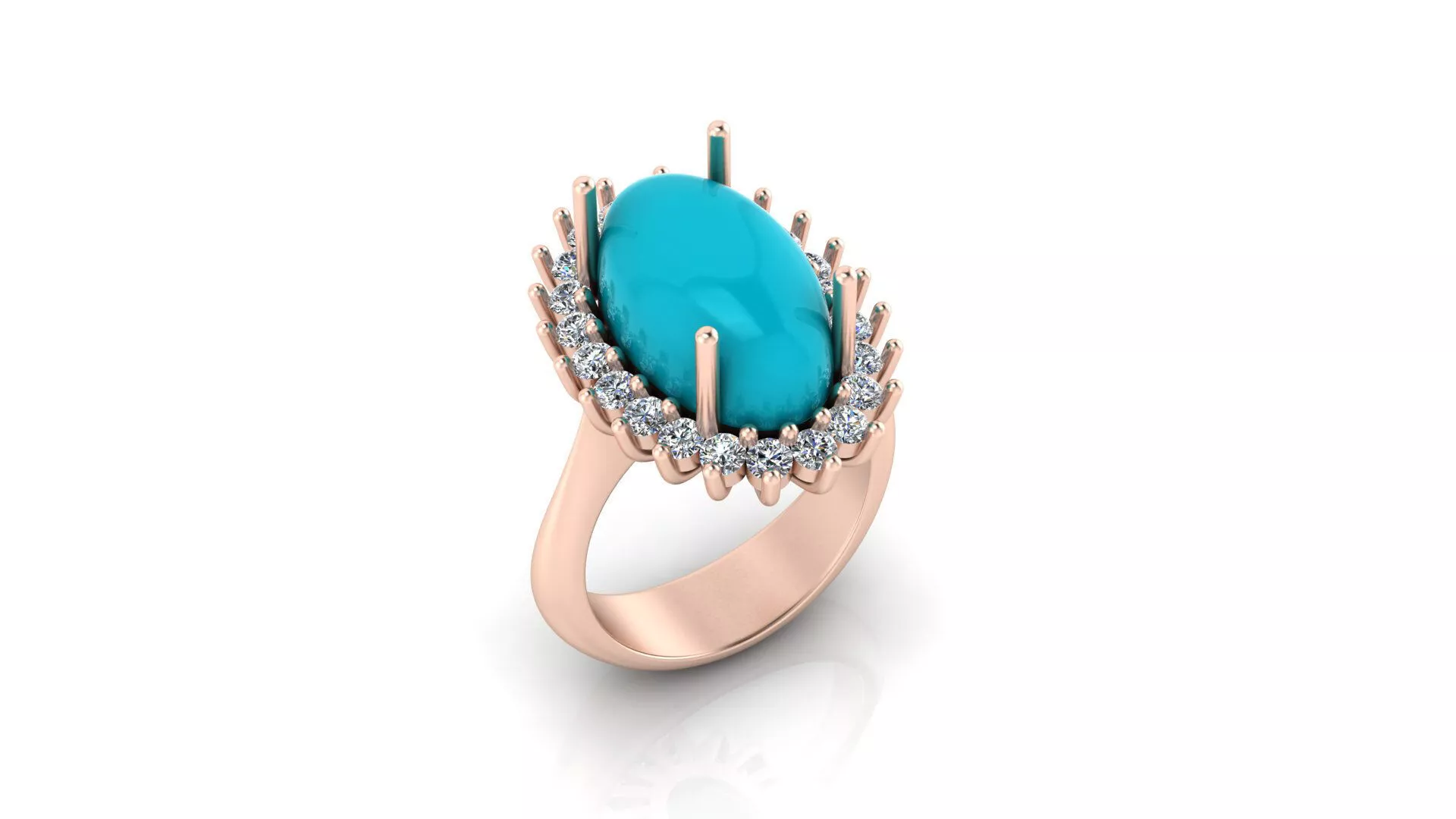 oval halo engagement cluster jewelry ring 3D print model