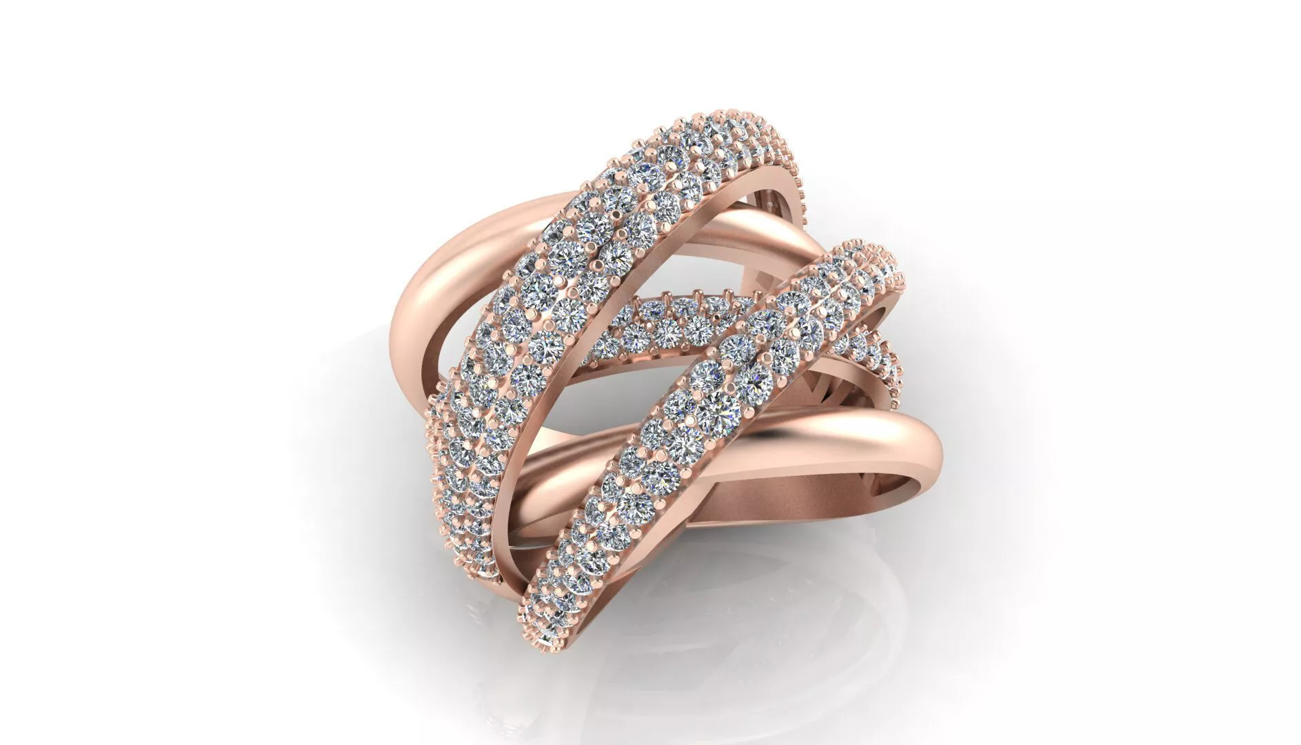 crossover pave setting jewelry ring 3D print model