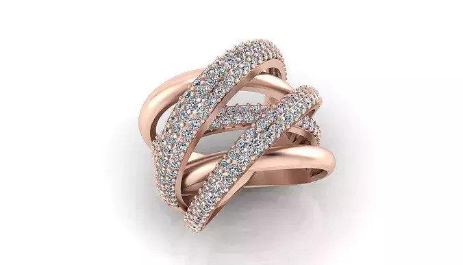 crossover pave setting jewelry ring 