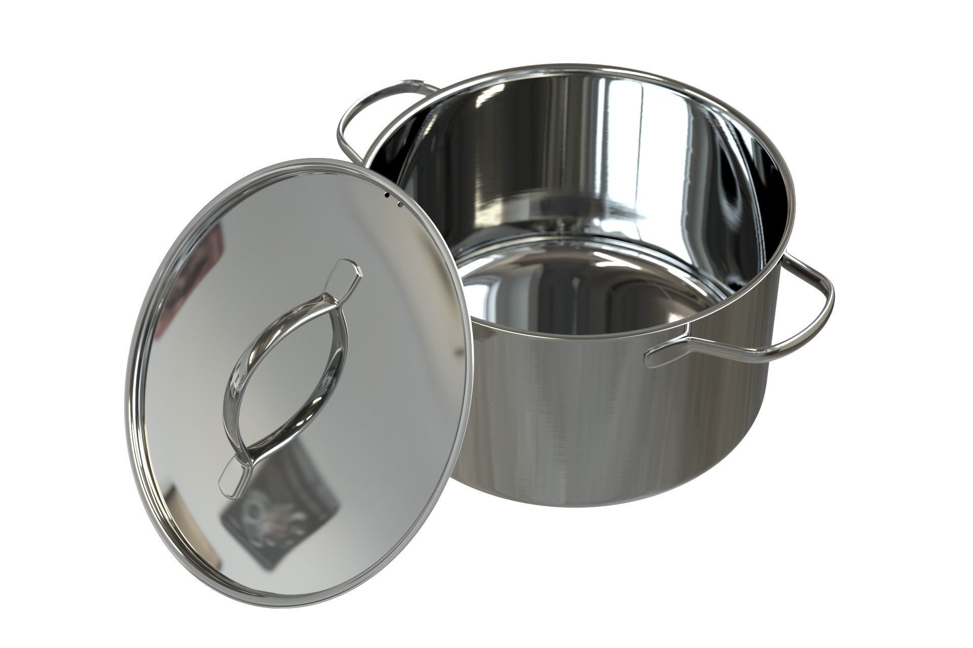 Photorealistic  Brushed Stainless Steel Cooking Pot 3D model_9