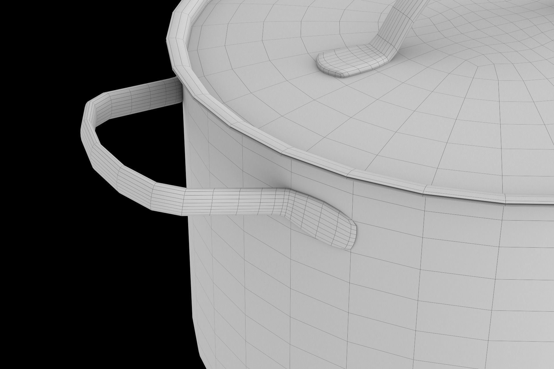 Photorealistic  Brushed Stainless Steel Cooking Pot 3D model_3
