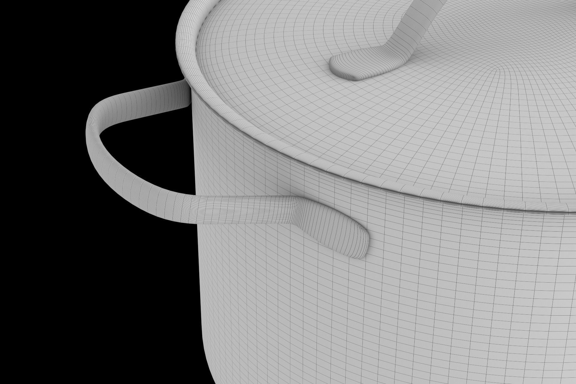 Photorealistic  Brushed Stainless Steel Cooking Pot 3D model_4