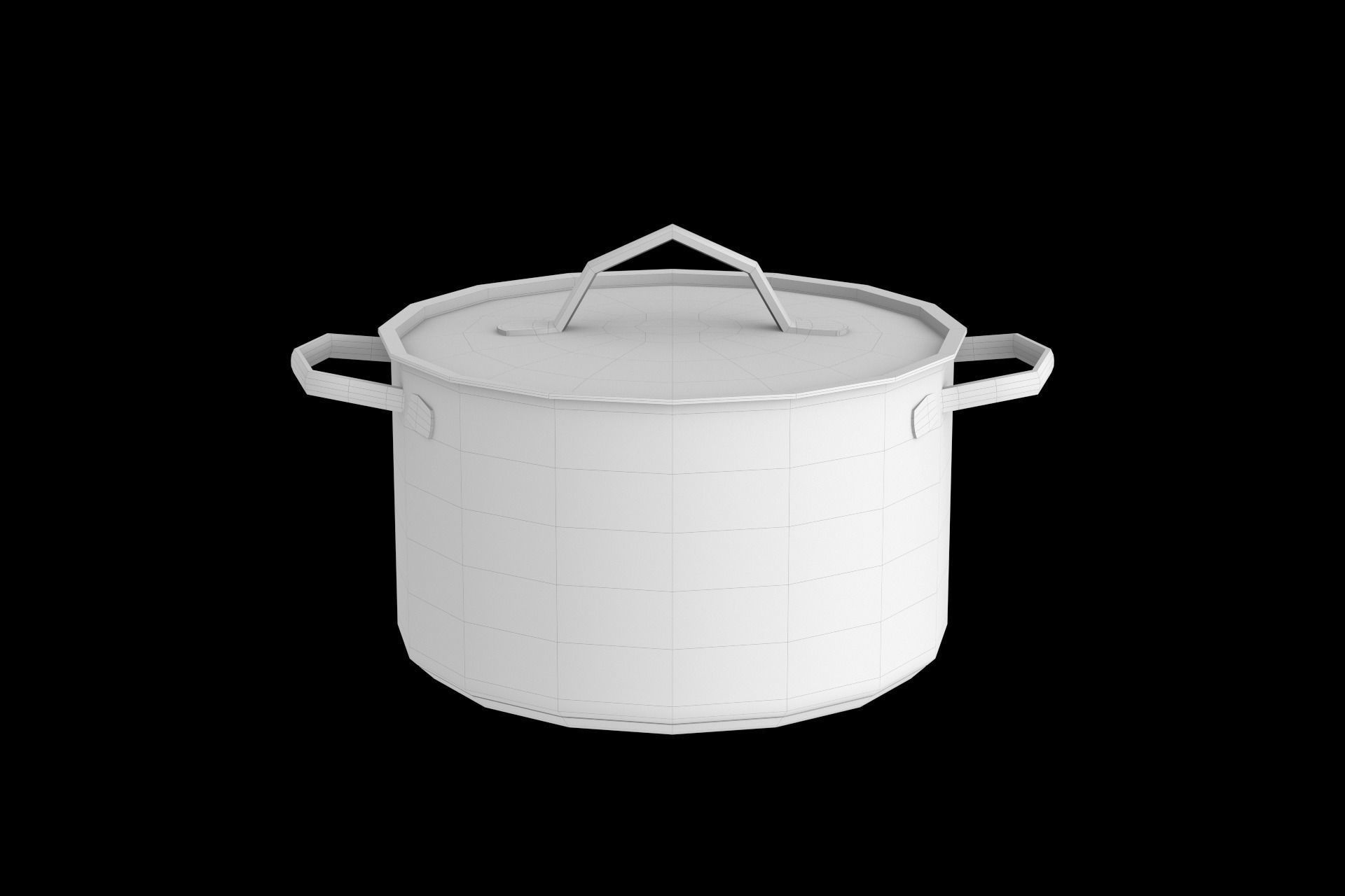 Photorealistic  Brushed Stainless Steel Cooking Pot 3D model_14
